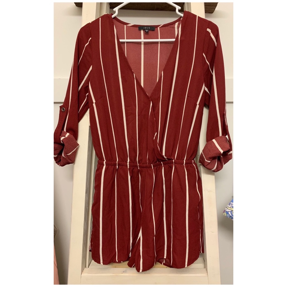SALE PENDING**** Maroon striped romper
